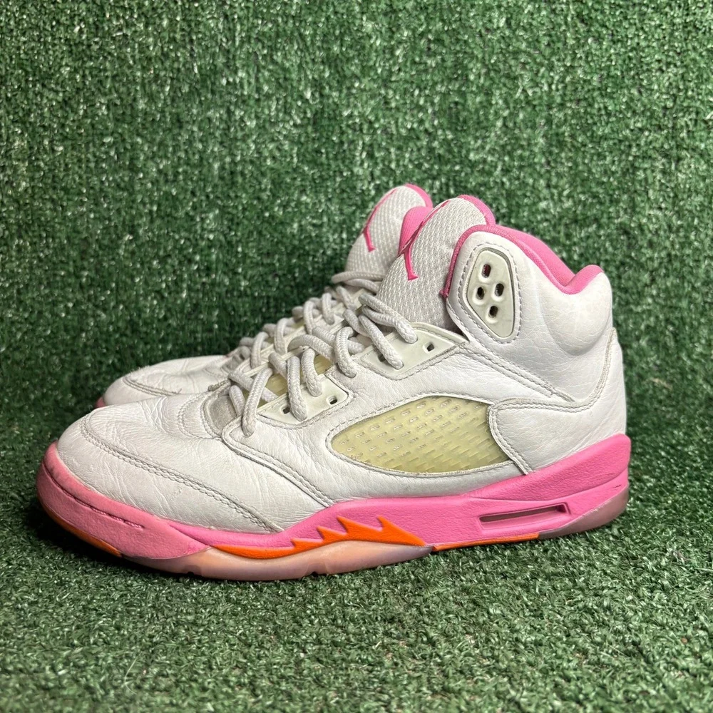 Air Jordan 5 Retro GS Leather Athletic Sneaker Pinksicle White Womens 7.5 (6Y)